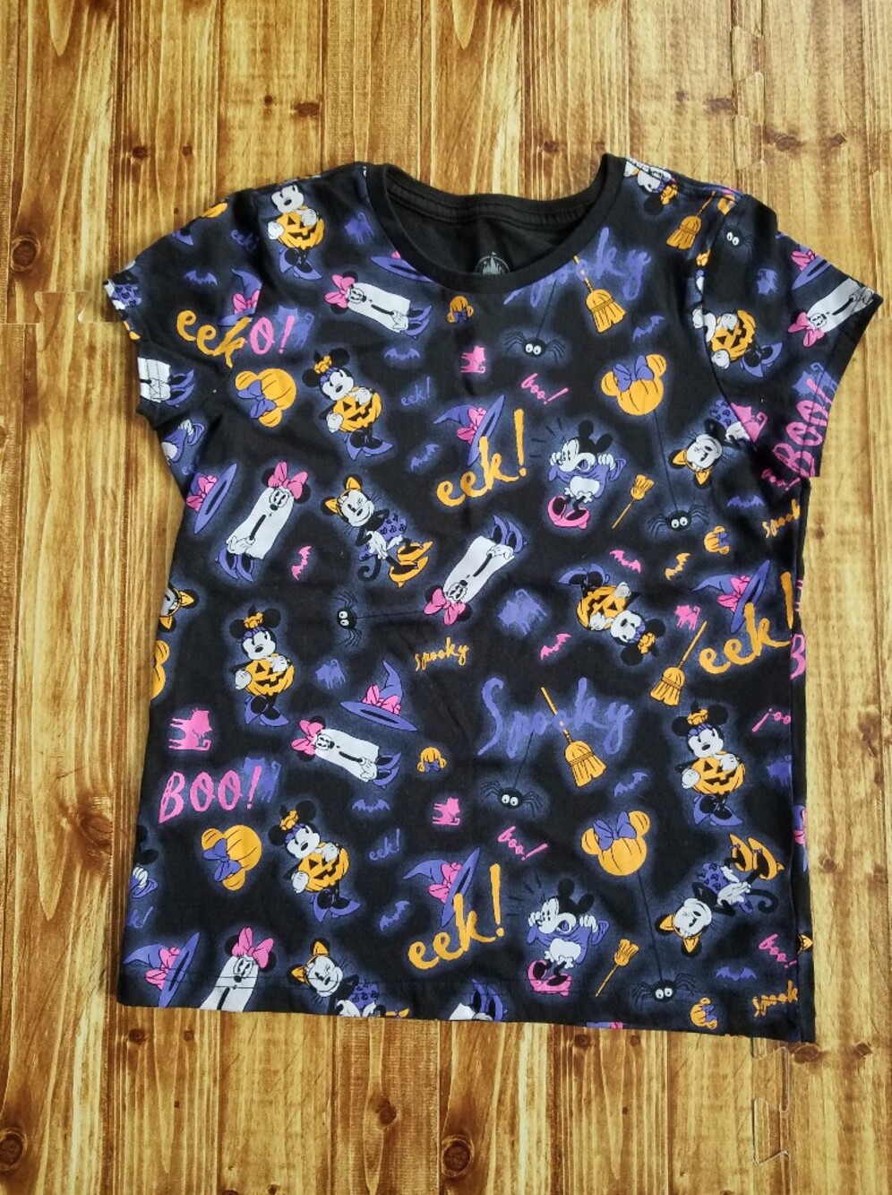 Disney Store Girls Halloween Shirt Mickey Mouse Minnie Black Large 10/12